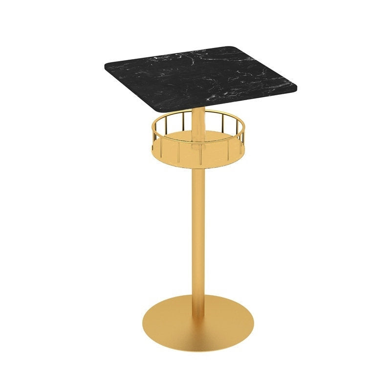 Contemporary Bar Dining Table Indoor Pedestal Marble Top Bar Height Table 42-Inch Top Gold Black Square Clearhalo 'Bar Furniture' 'Bar Tables' 'bar_tables' 'furn' 'furn_bar_tables' 'Furniture' 'furniture_bar_tables' 'Kitchen & Dining Furniture' 'kitchen&dining_furn' 'kitchen' 4284917