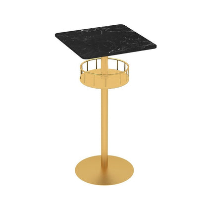 Contemporary Bar Dining Table Indoor Pedestal Marble Top Bar Height Table 42-Inch Top Gold Black Square Clearhalo 'Bar Furniture' 'Bar Tables' 'bar_tables' 'furn' 'furn_bar_tables' 'Furniture' 'furniture_bar_tables' 'Kitchen & Dining Furniture' 'kitchen&dining_furn' 'kitchen' 4284917