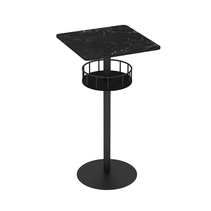 Contemporary Bar Dining Table Indoor Pedestal Marble Top Bar Height Table 42-Inch Top Black Black Square Clearhalo 'Bar Furniture' 'Bar Tables' 'bar_tables' 'furn' 'furn_bar_tables' 'Furniture' 'furniture_bar_tables' 'Kitchen & Dining Furniture' 'kitchen&dining_furn' 'kitchen' 4284920