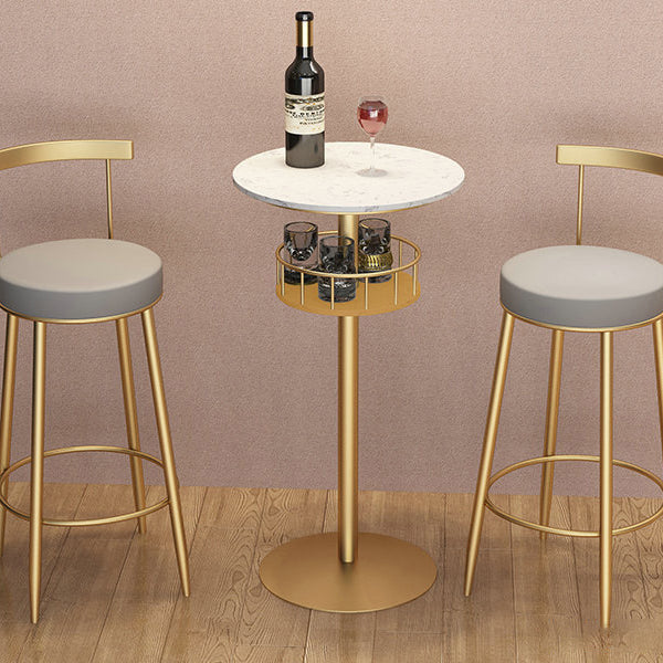 Contemporary Bar Dining Table Indoor Pedestal Marble Top Bar Height Table 42-Inch Top Clearhalo 'Bar Furniture' 'Bar Tables' 'bar_tables' 'furn' 'furn_bar_tables' 'Furniture' 'furniture_bar_tables' 'Kitchen & Dining Furniture' 'kitchen&dining_furn' 'kitchen' 4284927