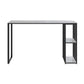 Contemporary Rectangle Bar Dining Table Marble Top Bar Table with Shelves 39.4"L x 15.7"W x 41.3"H Black Without Chairs Clearhalo 'Bar Furniture' 'Bar Tables' 'bar_tables' 'furn' 'furn_bar_tables' 'Furniture' 'furniture_bar_tables' 'Kitchen & Dining Furniture' 'kitchen&dining_furn' 'kitchen' 4284938