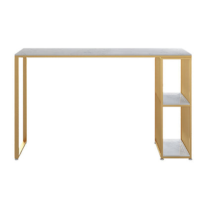 Contemporary Rectangle Bar Dining Table Marble Top Bar Table with Shelves Gold Without Chairs Clearhalo 'Bar Furniture' 'Bar Tables' 'bar_tables' 'furn' 'furn_bar_tables' 'Furniture' 'furniture_bar_tables' 'Kitchen & Dining Furniture' 'kitchen&dining_furn' 'kitchen' 4284942
