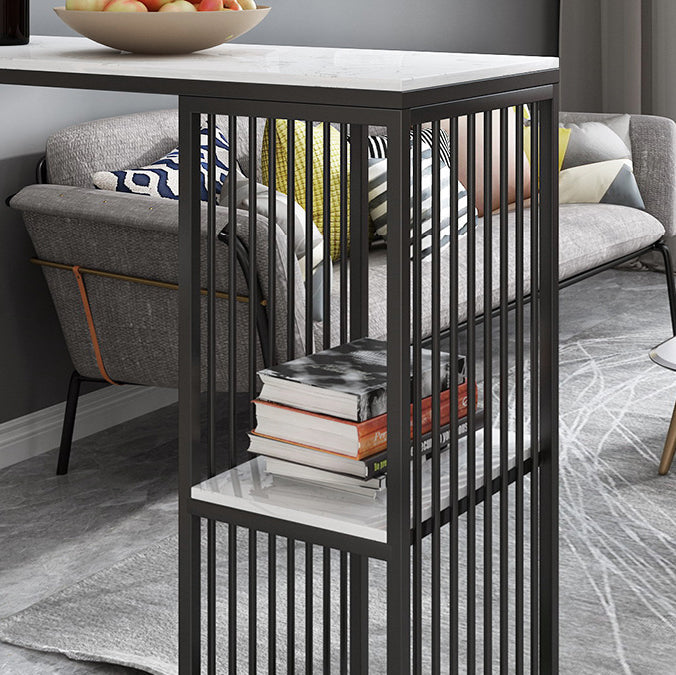 Contemporary Rectangle Bar Dining Table Marble Top Bar Table with Shelves Clearhalo 'Bar Furniture' 'Bar Tables' 'bar_tables' 'furn' 'furn_bar_tables' 'Furniture' 'furniture_bar_tables' 'Kitchen & Dining Furniture' 'kitchen&dining_furn' 'kitchen' 4284944