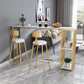 Contemporary Rectangle Bar Dining Table Marble Top Bar Table with Shelves 63"L x 15.7"W x 41.3"H Gold Without Chairs Clearhalo 'Bar Furniture' 'Bar Tables' 'bar_tables' 'furn' 'furn_bar_tables' 'Furniture' 'furniture_bar_tables' 'Kitchen & Dining Furniture' 'kitchen&dining_furn' 'kitchen' 4284946
