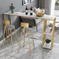 Contemporary Rectangle Bar Dining Table Marble Top Bar Table with Shelves 55.1"L x 15.7"W x 41.3"H Gold Without Chairs Clearhalo 'Bar Furniture' 'Bar Tables' 'bar_tables' 'furn' 'furn_bar_tables' 'Furniture' 'furniture_bar_tables' 'Kitchen & Dining Furniture' 'kitchen&dining_furn' 'kitchen' 4284947