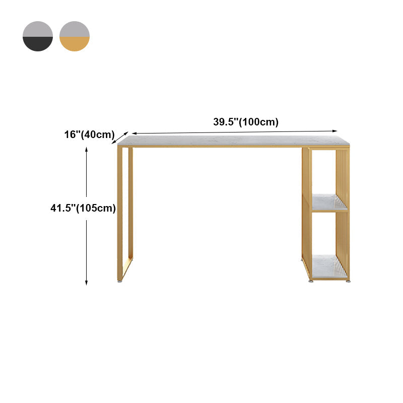 Contemporary Rectangle Bar Dining Table Marble Top Bar Table with Shelves Clearhalo 'Bar Furniture' 'Bar Tables' 'bar_tables' 'furn' 'furn_bar_tables' 'Furniture' 'furniture_bar_tables' 'Kitchen & Dining Furniture' 'kitchen&dining_furn' 'kitchen' 4284953