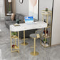 Contemporary Indoor Marble Cocktail Bar Table Storage Sled Bistro Bar Table 63"L x 15.7"W x 41.3"H White-Gold Without Chairs Clearhalo 'Bar Furniture' 'Bar Tables' 'bar_tables' 'furn' 'furn_bar_tables' 'Furniture' 'furniture_bar_tables' 'Kitchen & Dining Furniture' 'kitchen&dining_furn' 'kitchen' 4284992