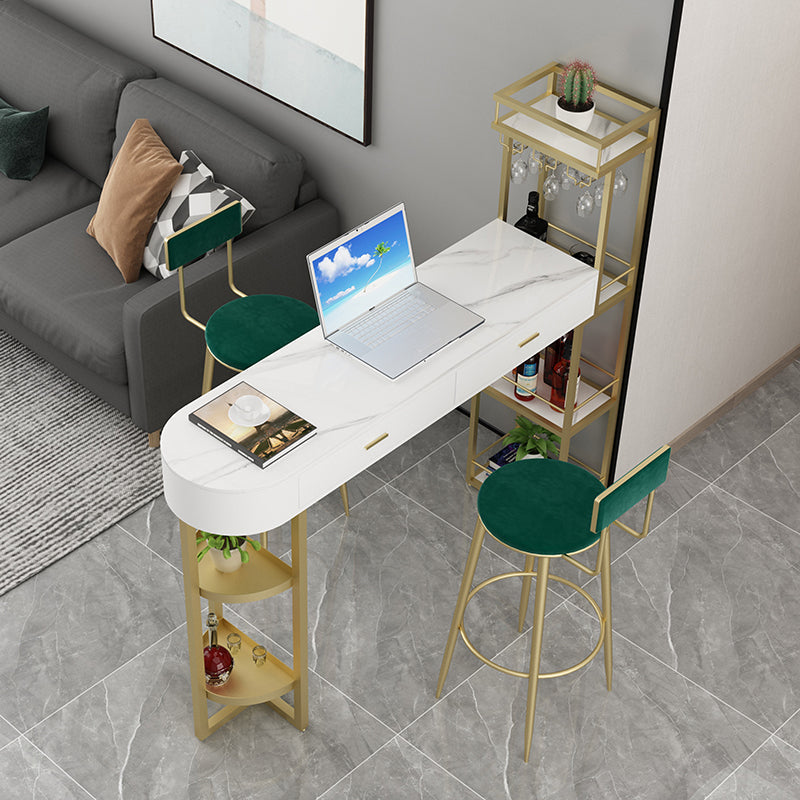 Contemporary Indoor Marble Cocktail Bar Table Storage Sled Bistro Bar Table Clearhalo 'Bar Furniture' 'Bar Tables' 'bar_tables' 'furn' 'furn_bar_tables' 'Furniture' 'furniture_bar_tables' 'Kitchen & Dining Furniture' 'kitchen&dining_furn' 'kitchen' 4284995