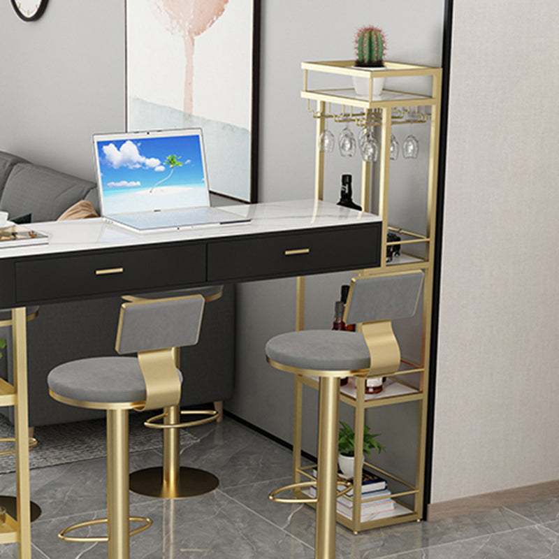 Contemporary Indoor Marble Cocktail Bar Table Storage Sled Bistro Bar Table Clearhalo 'Bar Furniture' 'Bar Tables' 'bar_tables' 'furn' 'furn_bar_tables' 'Furniture' 'furniture_bar_tables' 'Kitchen & Dining Furniture' 'kitchen&dining_furn' 'kitchen' 4285002