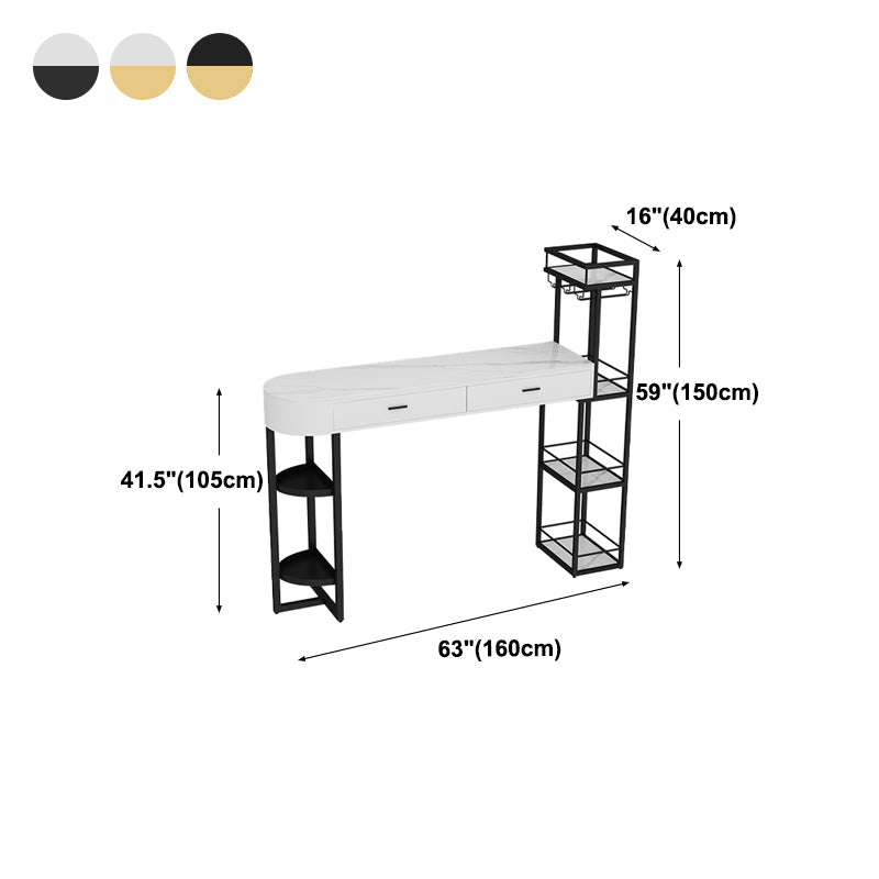 Contemporary Indoor Marble Cocktail Bar Table Storage Sled Bistro Bar Table Clearhalo 'Bar Furniture' 'Bar Tables' 'bar_tables' 'furn' 'furn_bar_tables' 'Furniture' 'furniture_bar_tables' 'Kitchen & Dining Furniture' 'kitchen&dining_furn' 'kitchen' 4285008