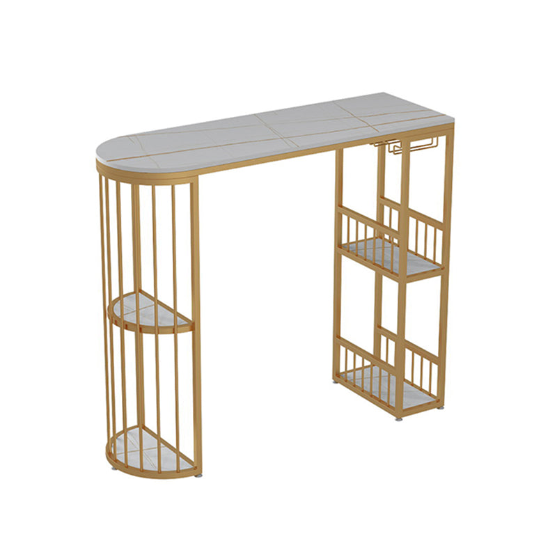 Modern Living Room Counter Height Table Storage Sled Bar Height Cocktail Table Gold Without Chairs Clearhalo 'Bar Furniture' 'Bar Tables' 'bar_tables' 'furn' 'furn_bar_tables' 'Furniture' 'furniture_bar_tables' 'Kitchen & Dining Furniture' 'kitchen&dining_furn' 'kitchen' 4285026