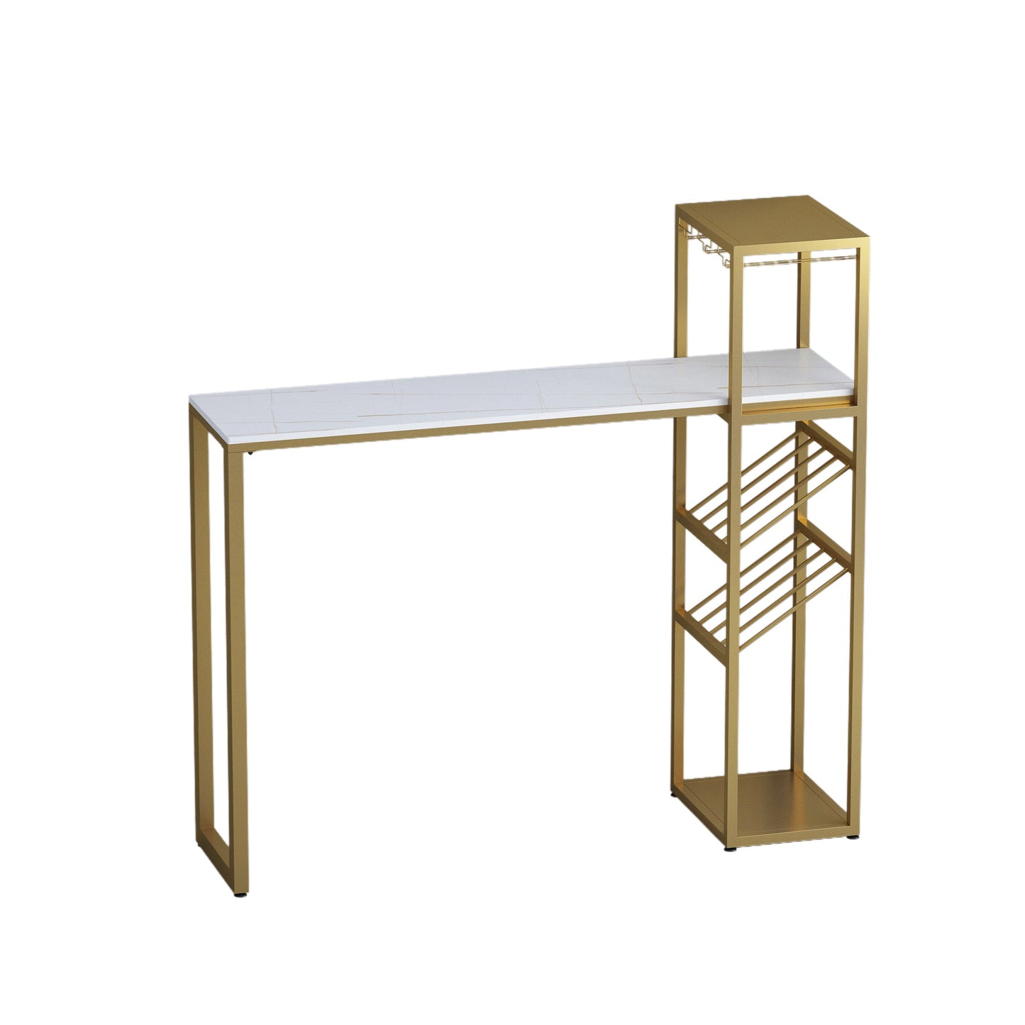 Modern Rectangle Bistro Bar Height Cocktail Table Marble Sled Indoor Bar Table White Without Chairs Clearhalo 'Bar Furniture' 'Bar Tables' 'bar_tables' 'furn' 'furn_bar_tables' 'Furniture' 'furniture_bar_tables' 'Kitchen & Dining Furniture' 'kitchen&dining_furn' 'kitchen' 4285045