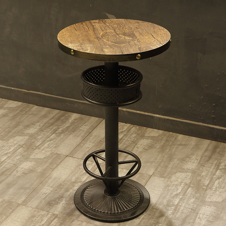 Modern Wood Storage Counter Height Table Brown Bistro Accent Dining Table Round Without Chairs Clearhalo 'Bar Furniture' 'Bar Tables' 'bar_tables' 'furn' 'furn_bar_tables' 'Furniture' 'furniture_bar_tables' 'Kitchen & Dining Furniture' 'kitchen&dining_furn' 'kitchen' 4285076