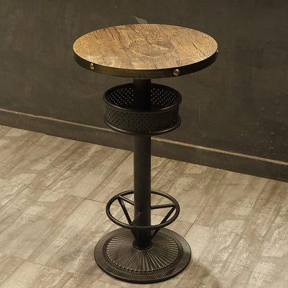 Modern Wood Storage Counter Height Table Brown Bistro Accent Dining Table Round Without Chairs Clearhalo 'Bar Furniture' 'Bar Tables' 'bar_tables' 'furn' 'furn_bar_tables' 'Furniture' 'furniture_bar_tables' 'Kitchen & Dining Furniture' 'kitchen&dining_furn' 'kitchen' 4285076