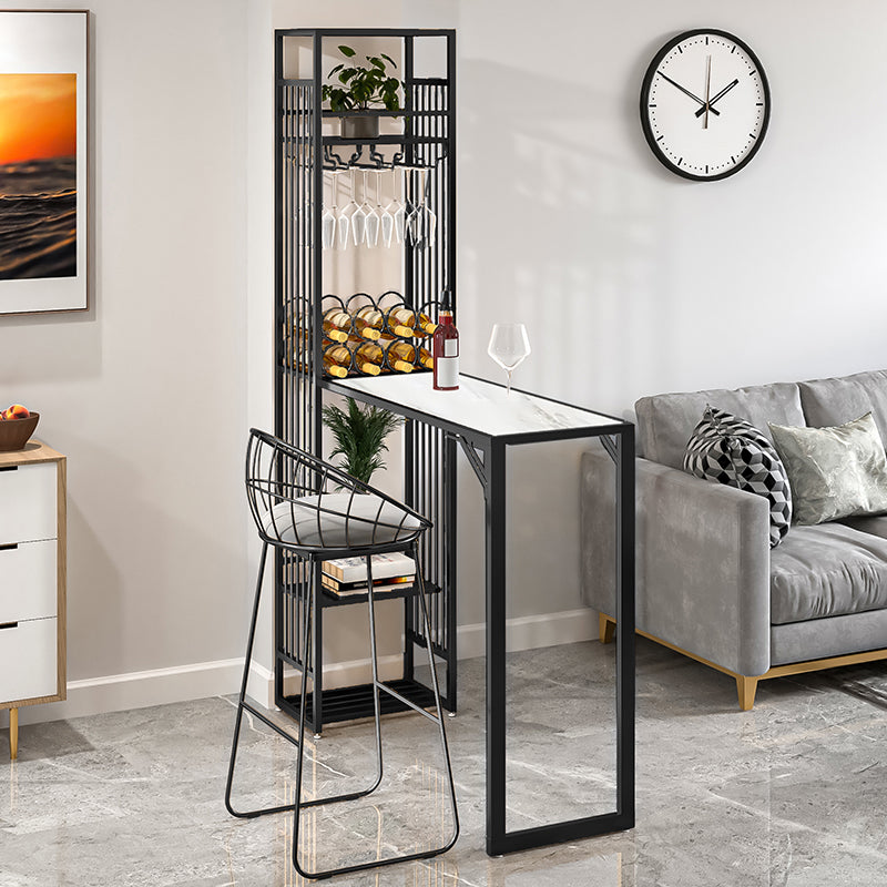 Rectangle Double Pedestal Bistro Bar Desk Indoor Bistro Bar Height Cocktail Table Clearhalo 'Bar Furniture' 'Bar Tables' 'bar_tables' 'furn' 'furn_bar_tables' 'Furniture' 'furniture_bar_tables' 'Kitchen & Dining Furniture' 'kitchen&dining_furn' 'kitchen' 4285098