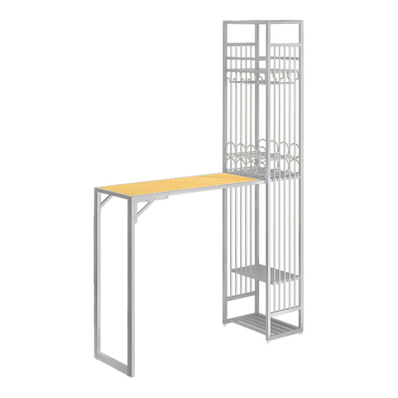 Rectangle Double Pedestal Bistro Bar Desk Indoor Bistro Bar Height Cocktail Table White Without Chairs Clearhalo 'Bar Furniture' 'Bar Tables' 'bar_tables' 'furn' 'furn_bar_tables' 'Furniture' 'furniture_bar_tables' 'Kitchen & Dining Furniture' 'kitchen&dining_furn' 'kitchen' 4285099