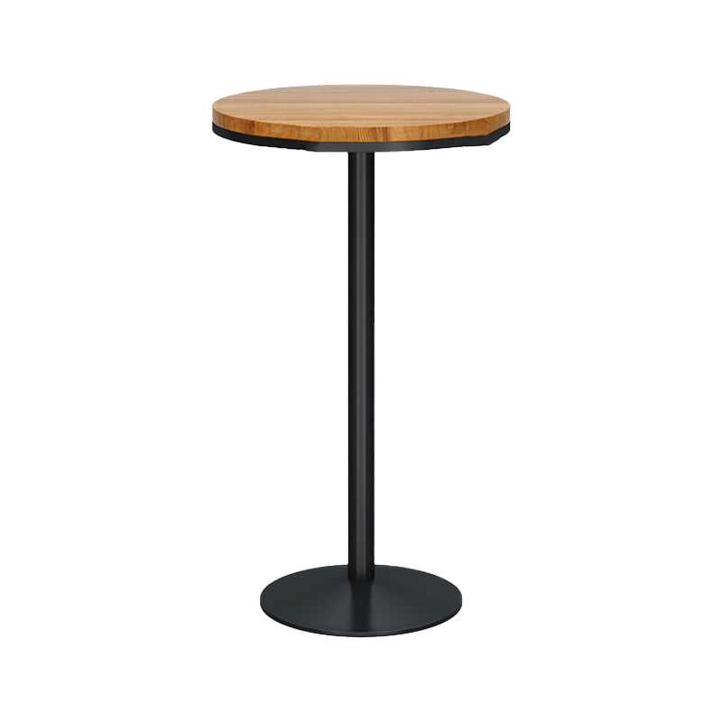 Modern Round Bar Dining Table Indoor Wood Top Bar Height Pub Table Iron Base Brown Without Chairs Clearhalo 'Bar Furniture' 'Bar Tables' 'bar_tables' 'furn' 'furn_bar_tables' 'Furniture' 'furniture_bar_tables' 'Kitchen & Dining Furniture' 'kitchen&dining_furn' 'kitchen' 4285110