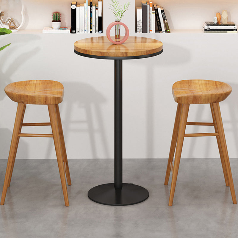Modern Round Bar Dining Table Indoor Wood Top Bar Height Pub Table Iron Base Clearhalo 'Bar Furniture' 'Bar Tables' 'bar_tables' 'furn' 'furn_bar_tables' 'Furniture' 'furniture_bar_tables' 'Kitchen & Dining Furniture' 'kitchen&dining_furn' 'kitchen' 4285113