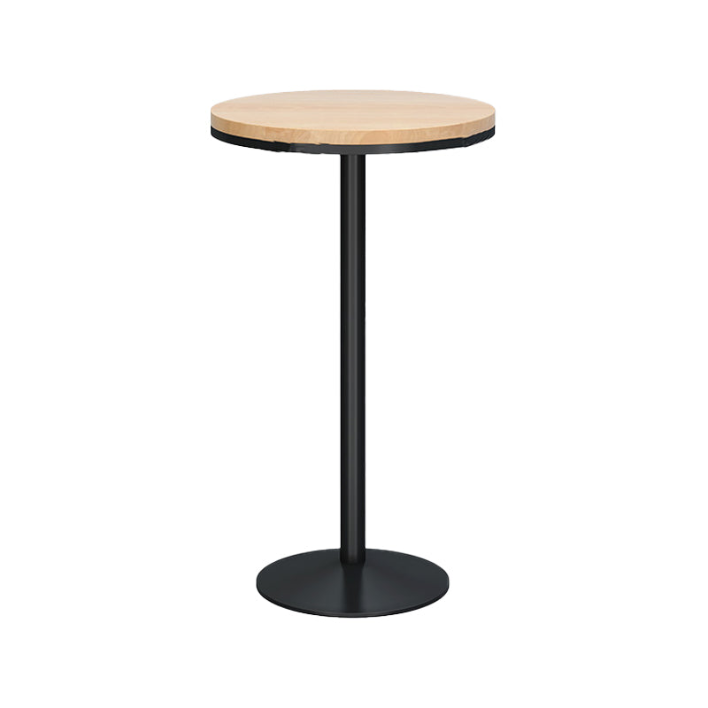 Modern Round Bar Dining Table Indoor Wood Top Bar Height Pub Table Iron Base Natural Without Chairs Clearhalo 'Bar Furniture' 'Bar Tables' 'bar_tables' 'furn' 'furn_bar_tables' 'Furniture' 'furniture_bar_tables' 'Kitchen & Dining Furniture' 'kitchen&dining_furn' 'kitchen' 4285115