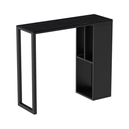 Dining Room Marble Counter-height Pub Table Rectangle Double Pedestal Bar Table Black Without Chairs Clearhalo 'Bar Furniture' 'Bar Tables' 'bar_tables' 'furn' 'furn_bar_tables' 'Furniture' 'furniture_bar_tables' 'Kitchen & Dining Furniture' 'kitchen&dining_furn' 'kitchen' 4285121