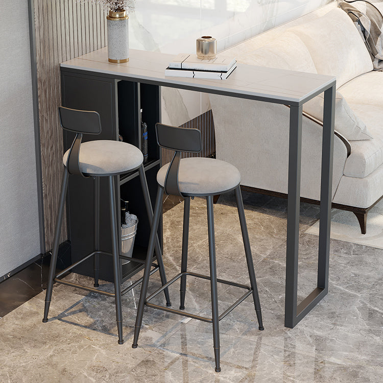 Dining Room Marble Counter-height Pub Table Rectangle Double Pedestal Bar Table 70.9"L x 15.7"W x 41.3"H White Without Chairs Clearhalo 'Bar Furniture' 'Bar Tables' 'bar_tables' 'furn' 'furn_bar_tables' 'Furniture' 'furniture_bar_tables' 'Kitchen & Dining Furniture' 'kitchen&dining_furn' 'kitchen' 4285122