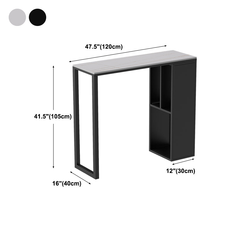 Dining Room Marble Counter-height Pub Table Rectangle Double Pedestal Bar Table Clearhalo 'Bar Furniture' 'Bar Tables' 'bar_tables' 'furn' 'furn_bar_tables' 'Furniture' 'furniture_bar_tables' 'Kitchen & Dining Furniture' 'kitchen&dining_furn' 'kitchen' 4285134