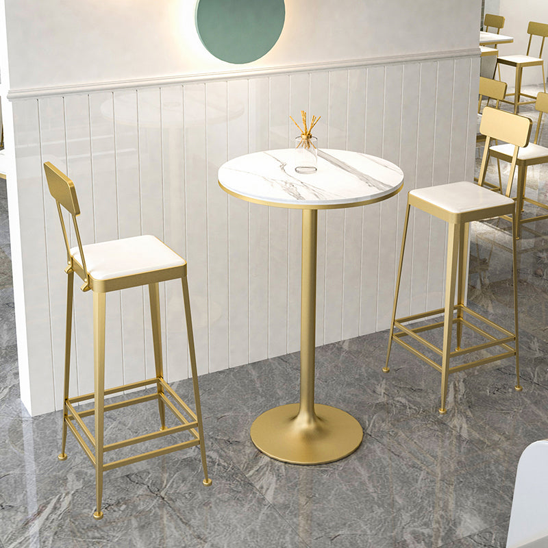 Contemporary Round Bar Dining Table Indoor Bar Height Pub Table Iron Base Clearhalo 'Bar Furniture' 'Bar Tables' 'bar_tables' 'furn' 'furn_bar_tables' 'Furniture' 'furniture_bar_tables' 'Kitchen & Dining Furniture' 'kitchen&dining_furn' 'kitchen' 4285138