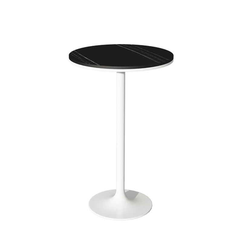 Contemporary Round Bar Dining Table Indoor Bar Height Pub Table Iron Base 19.7"L x 19.7"W x 41.3"H White Without Chairs Clearhalo 'Bar Furniture' 'Bar Tables' 'bar_tables' 'furn' 'furn_bar_tables' 'Furniture' 'furniture_bar_tables' 'Kitchen & Dining Furniture' 'kitchen&dining_furn' 'kitchen' 4285139