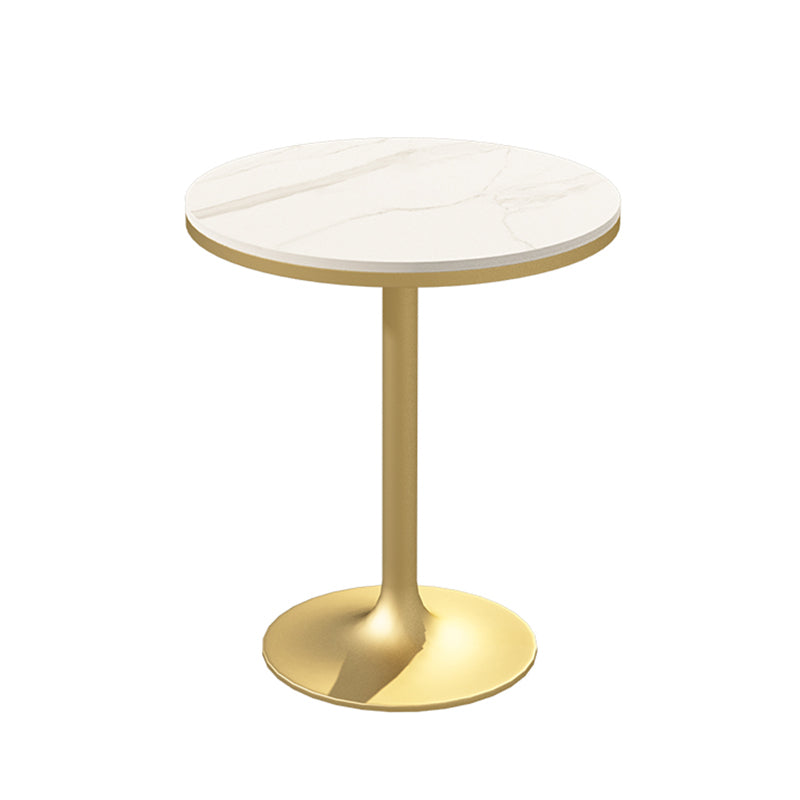 Contemporary Round Bar Dining Table Indoor Bar Height Pub Table Iron Base 19.7"L x 19.7"W x 29.5"H Gold Without Chairs Clearhalo 'Bar Furniture' 'Bar Tables' 'bar_tables' 'furn' 'furn_bar_tables' 'Furniture' 'furniture_bar_tables' 'Kitchen & Dining Furniture' 'kitchen&dining_furn' 'kitchen' 4285140