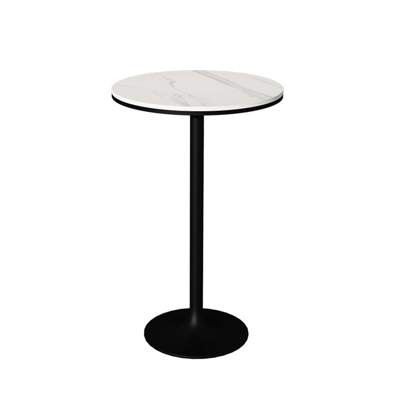 Contemporary Round Bar Dining Table Indoor Bar Height Pub Table Iron Base 19.7"L x 19.7"W x 29.5"H Black Without Chairs Clearhalo 'Bar Furniture' 'Bar Tables' 'bar_tables' 'furn' 'furn_bar_tables' 'Furniture' 'furniture_bar_tables' 'Kitchen & Dining Furniture' 'kitchen&dining_furn' 'kitchen' 4285144