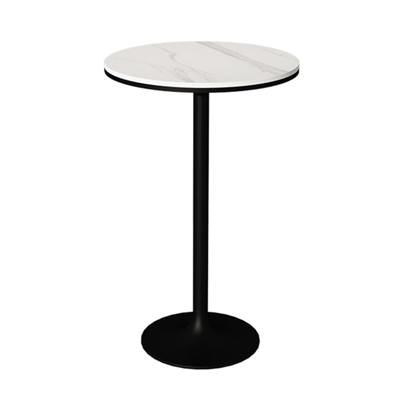 Contemporary Round Bar Dining Table Indoor Bar Height Pub Table Iron Base 19.7"L x 19.7"W x 41.3"H Black Without Chairs Clearhalo 'Bar Furniture' 'Bar Tables' 'bar_tables' 'furn' 'furn_bar_tables' 'Furniture' 'furniture_bar_tables' 'Kitchen & Dining Furniture' 'kitchen&dining_furn' 'kitchen' 4285146
