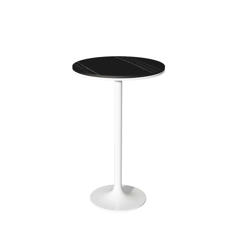 Contemporary Round Bar Dining Table Indoor Bar Height Pub Table Iron Base 19.7"L x 19.7"W x 29.5"H White Without Chairs Clearhalo 'Bar Furniture' 'Bar Tables' 'bar_tables' 'furn' 'furn_bar_tables' 'Furniture' 'furniture_bar_tables' 'Kitchen & Dining Furniture' 'kitchen&dining_furn' 'kitchen' 4285147