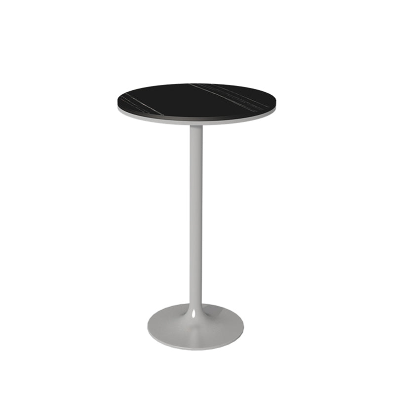 Contemporary Round Bar Dining Table Indoor Bar Height Pub Table Iron Base 19.7"L x 19.7"W x 29.5"H Silver Without Chairs Clearhalo 'Bar Furniture' 'Bar Tables' 'bar_tables' 'furn' 'furn_bar_tables' 'Furniture' 'furniture_bar_tables' 'Kitchen & Dining Furniture' 'kitchen&dining_furn' 'kitchen' 4285148