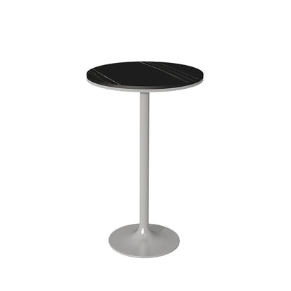 Contemporary Round Bar Dining Table Indoor Bar Height Pub Table Iron Base 19.7"L x 19.7"W x 29.5"H Silver Without Chairs Clearhalo 'Bar Furniture' 'Bar Tables' 'bar_tables' 'furn' 'furn_bar_tables' 'Furniture' 'furniture_bar_tables' 'Kitchen & Dining Furniture' 'kitchen&dining_furn' 'kitchen' 4285148