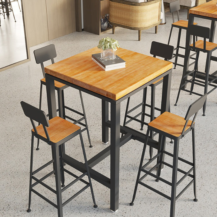 Wood Trestle Modern Bar Stool Table Natural Bistro Bar Height Cocktail Table Clearhalo 'Bar Furniture' 'Bar Tables' 'bar_tables' 'furn' 'furn_bar_tables' 'Furniture' 'furniture_bar_tables' 'Kitchen & Dining Furniture' 'kitchen&dining_furn' 'kitchen' 4285155