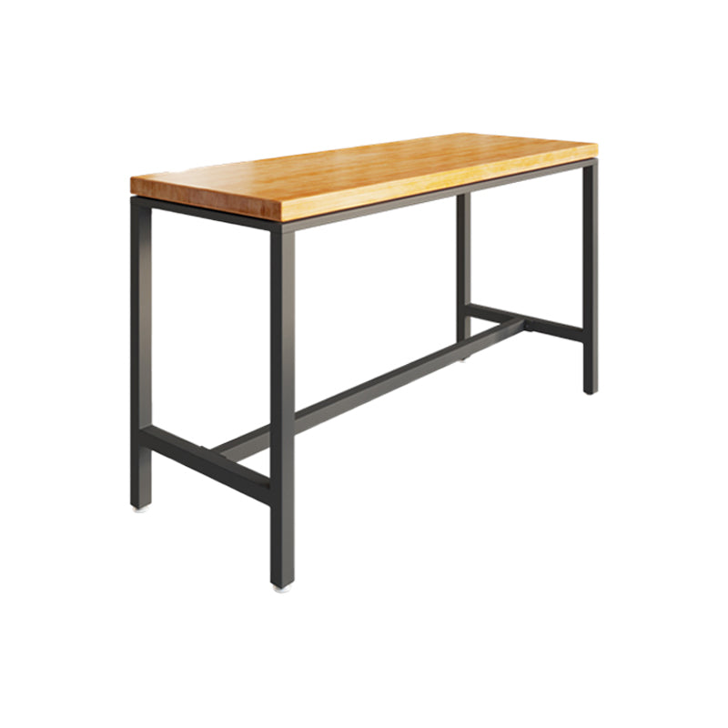 Wood Trestle Modern Bar Stool Table Natural Bistro Bar Height Cocktail Table 63"L x 23.6"W x 41.3"H Without Chairs Clearhalo 'Bar Furniture' 'Bar Tables' 'bar_tables' 'furn' 'furn_bar_tables' 'Furniture' 'furniture_bar_tables' 'Kitchen & Dining Furniture' 'kitchen&dining_furn' 'kitchen' 4285164