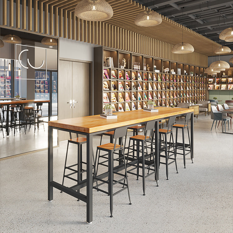 Wood Trestle Modern Bar Stool Table Natural Bistro Bar Height Cocktail Table Clearhalo 'Bar Furniture' 'Bar Tables' 'bar_tables' 'furn' 'furn_bar_tables' 'Furniture' 'furniture_bar_tables' 'Kitchen & Dining Furniture' 'kitchen&dining_furn' 'kitchen' 4285169