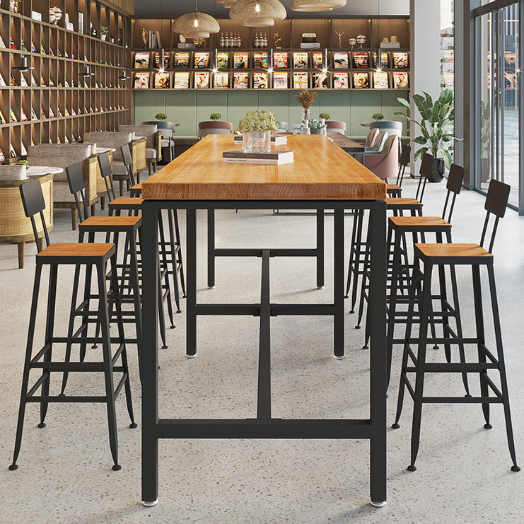 Wood Trestle Modern Bar Stool Table Natural Bistro Bar Height Cocktail Table Clearhalo 'Bar Furniture' 'Bar Tables' 'bar_tables' 'furn' 'furn_bar_tables' 'Furniture' 'furniture_bar_tables' 'Kitchen & Dining Furniture' 'kitchen&dining_furn' 'kitchen' 4285170