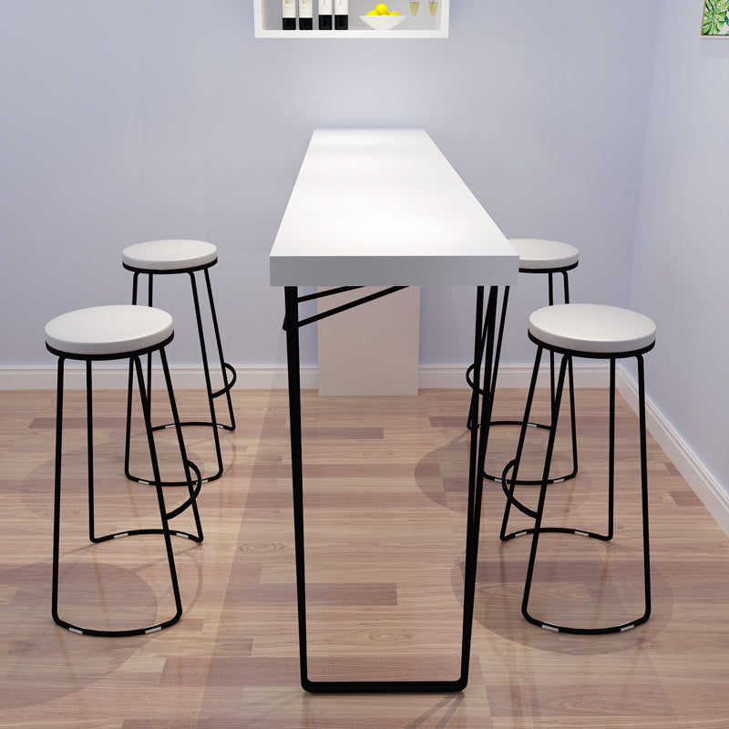 Modern White Metal Bistro Accent Dining Table Cafe Rectangle Patio Bar Table White-Black Without Chairs Clearhalo 'Bar Furniture' 'Bar Tables' 'bar_tables' 'furn' 'furn_bar_tables' 'Furniture' 'furniture_bar_tables' 'Kitchen & Dining Furniture' 'kitchen&dining_furn' 'kitchen' 4285179