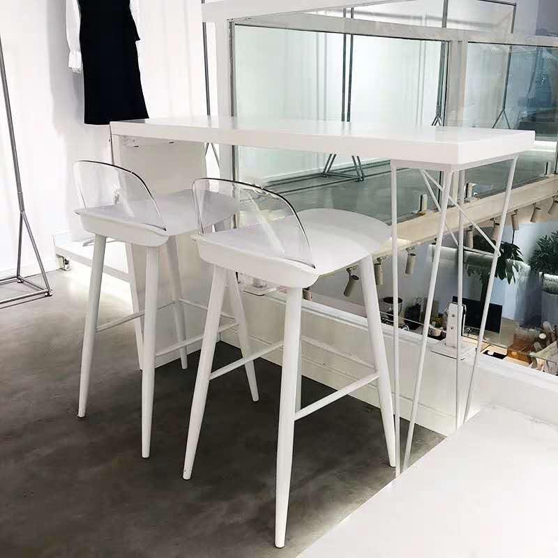 Modern White Metal Bistro Accent Dining Table Cafe Rectangle Patio Bar Table White Without Chairs Clearhalo 'Bar Furniture' 'Bar Tables' 'bar_tables' 'furn' 'furn_bar_tables' 'Furniture' 'furniture_bar_tables' 'Kitchen & Dining Furniture' 'kitchen&dining_furn' 'kitchen' 4285180