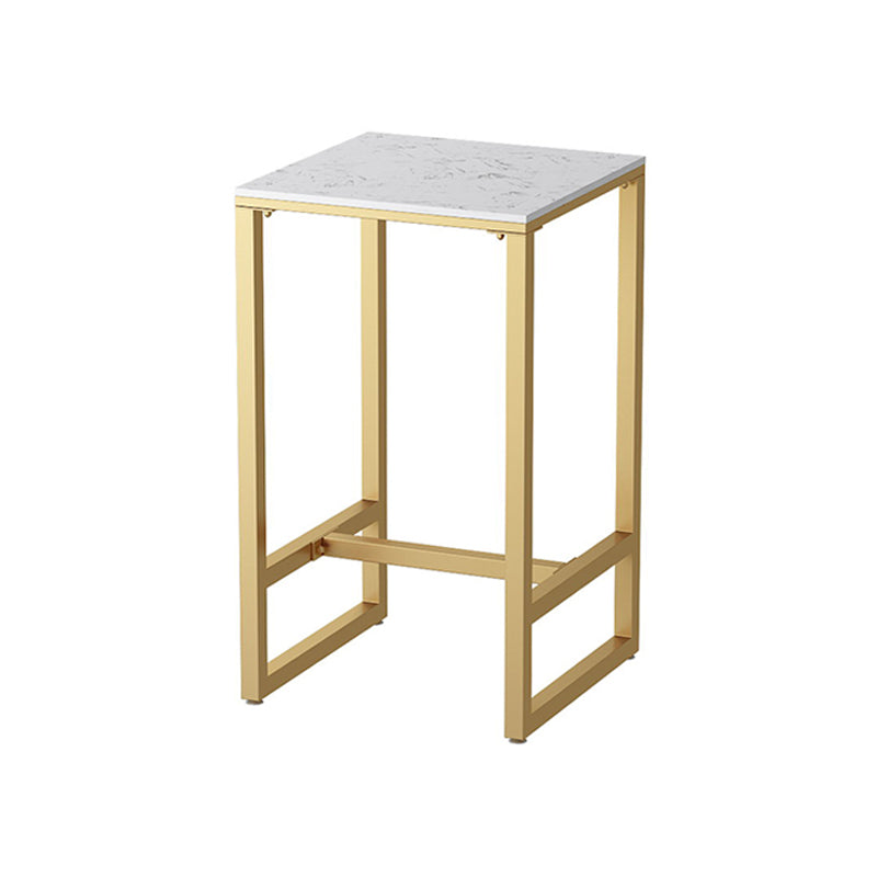 Contemporary Marble Pub Height Dining Table Trestle Indoor Counter Height Dining Table 27.6"L x 27.6"W x 41.3"H Gold Without Chairs Clearhalo 'Bar Furniture' 'Bar Tables' 'bar_tables' 'furn' 'furn_bar_tables' 'Furniture' 'furniture_bar_tables' 'Kitchen & Dining Furniture' 'kitchen&dining_furn' 'kitchen' 4285192