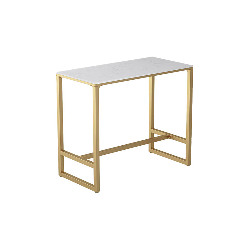Contemporary Marble Pub Height Dining Table Trestle Indoor Counter Height Dining Table Gold Without Chairs Clearhalo 'Bar Furniture' 'Bar Tables' 'bar_tables' 'furn' 'furn_bar_tables' 'Furniture' 'furniture_bar_tables' 'Kitchen & Dining Furniture' 'kitchen&dining_furn' 'kitchen' 4285194