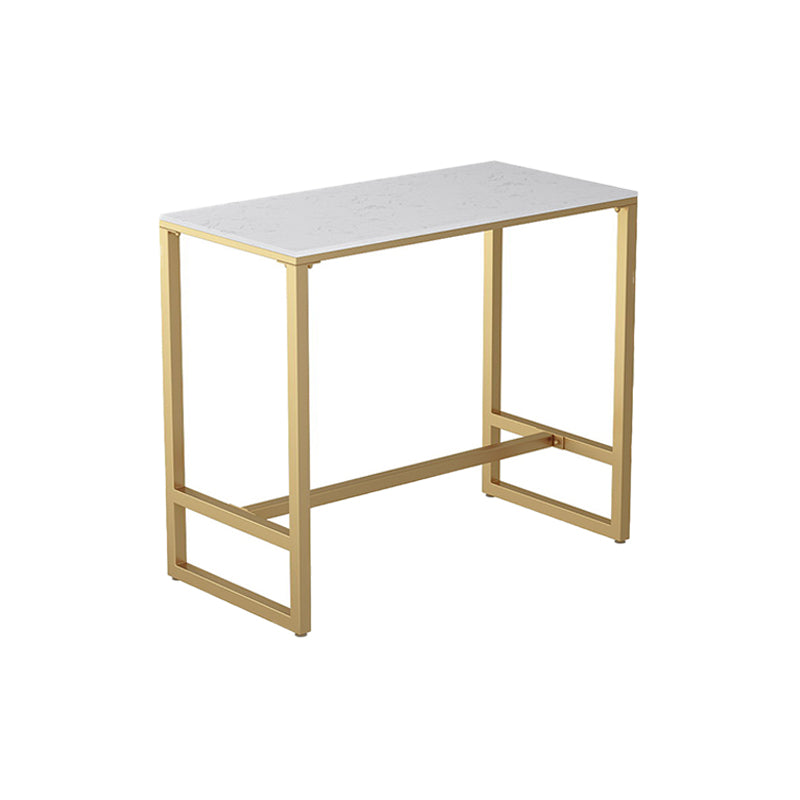 Contemporary Marble Pub Height Dining Table Trestle Indoor Counter Height Dining Table Gold Without Chairs Clearhalo 'Bar Furniture' 'Bar Tables' 'bar_tables' 'furn' 'furn_bar_tables' 'Furniture' 'furniture_bar_tables' 'Kitchen & Dining Furniture' 'kitchen&dining_furn' 'kitchen' 4285196