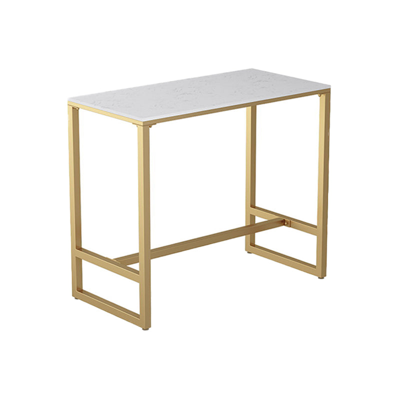 Contemporary Marble Pub Height Dining Table Trestle Indoor Counter Height Dining Table Gold Without Chairs Clearhalo 'Bar Furniture' 'Bar Tables' 'bar_tables' 'furn' 'furn_bar_tables' 'Furniture' 'furniture_bar_tables' 'Kitchen & Dining Furniture' 'kitchen&dining_furn' 'kitchen' 4285199
