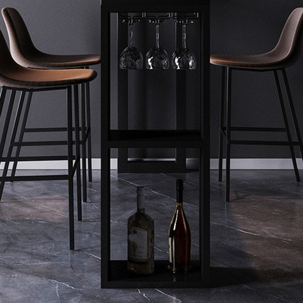 Black Marble Double Pedestal Cocktail Bar Table Modern Rectangle Hall/Pub Table Clearhalo 'Bar Furniture' 'Bar Tables' 'bar_tables' 'furn' 'furn_bar_tables' 'Furniture' 'furniture_bar_tables' 'Kitchen & Dining Furniture' 'kitchen&dining_furn' 'kitchen' 4285223
