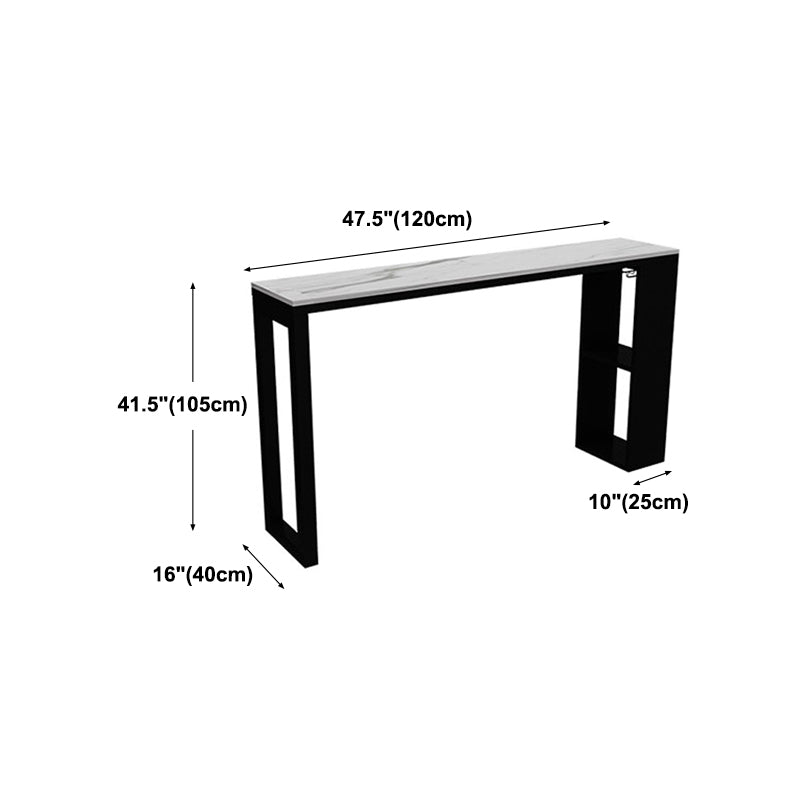 Black Marble Double Pedestal Cocktail Bar Table Modern Rectangle Hall/Pub Table Clearhalo 'Bar Furniture' 'Bar Tables' 'bar_tables' 'furn' 'furn_bar_tables' 'Furniture' 'furniture_bar_tables' 'Kitchen & Dining Furniture' 'kitchen&dining_furn' 'kitchen' 4285225