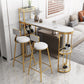 Wine Rack Modern Bistro Bar Desk Marble Sled Bar Height Indoor Cocktail Table 70.9"L x 15.7"W x 41.3"H Gold Without Chairs Clearhalo 'Bar Furniture' 'Bar Tables' 'bar_tables' 'furn' 'furn_bar_tables' 'Furniture' 'furniture_bar_tables' 'Kitchen & Dining Furniture' 'kitchen&dining_furn' 'kitchen' 4285230
