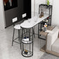 Wine Rack Modern Bistro Bar Desk Marble Sled Bar Height Indoor Cocktail Table 63"L x 15.7"W x 41.3"H Black Without Chairs Clearhalo 'Bar Furniture' 'Bar Tables' 'bar_tables' 'furn' 'furn_bar_tables' 'Furniture' 'furniture_bar_tables' 'Kitchen & Dining Furniture' 'kitchen&dining_furn' 'kitchen' 4285234