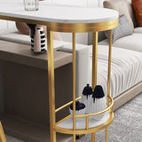 Wine Rack Modern Bistro Bar Desk Marble Sled Bar Height Indoor Cocktail Table Clearhalo 'Bar Furniture' 'Bar Tables' 'bar_tables' 'furn' 'furn_bar_tables' 'Furniture' 'furniture_bar_tables' 'Kitchen & Dining Furniture' 'kitchen&dining_furn' 'kitchen' 4285237