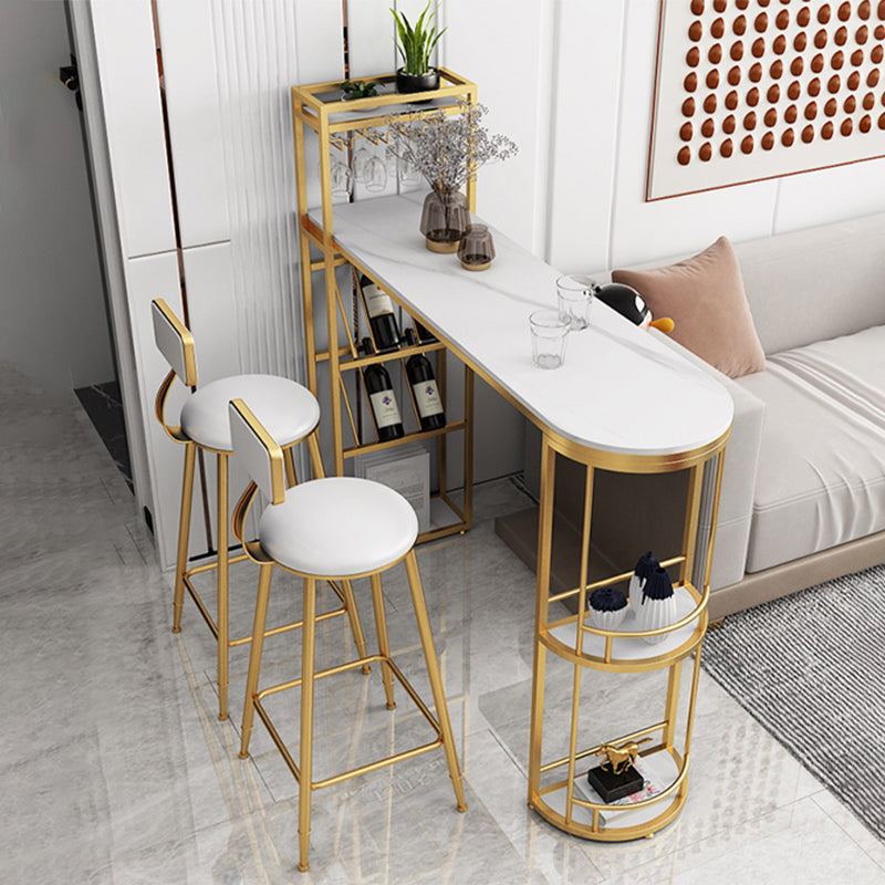Wine Rack Modern Bistro Bar Desk Marble Sled Bar Height Indoor Cocktail Table Clearhalo 'Bar Furniture' 'Bar Tables' 'bar_tables' 'furn' 'furn_bar_tables' 'Furniture' 'furniture_bar_tables' 'Kitchen & Dining Furniture' 'kitchen&dining_furn' 'kitchen' 4285239
